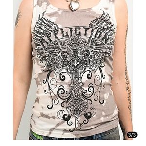Affliction Women's Tan Graphic Tank Top
